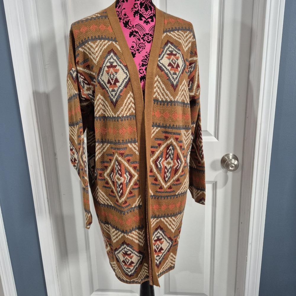 Baltic Born Cardigan Sweater Womens Large Navajo Southwestern Aztec Long Open